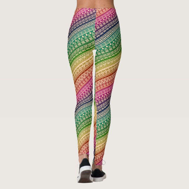 Ethnic, rainbow ornament leggings (Back)