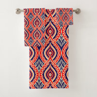Ethnic red-gold colour Indian flower pattern