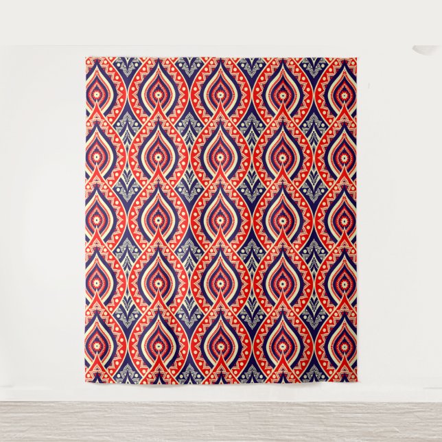 Ethnic red-gold colour Indian flower pattern Tapestry (Front)