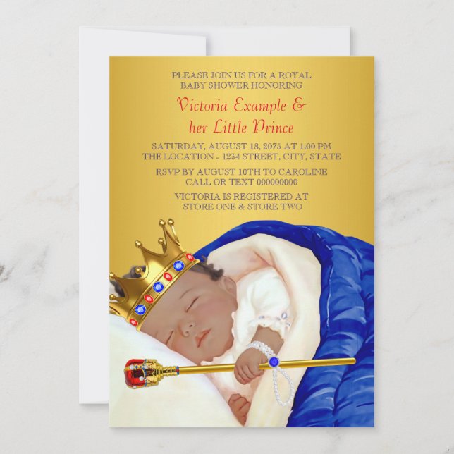 Ethnic Royal Prince Baby Shower Invitation (Front)