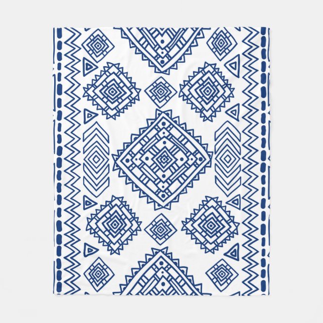 Ethnic seamless geometric pattern fleece blanket (Front)