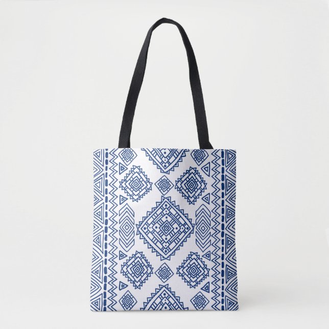 Ethnic seamless geometric pattern tote bag (Front)