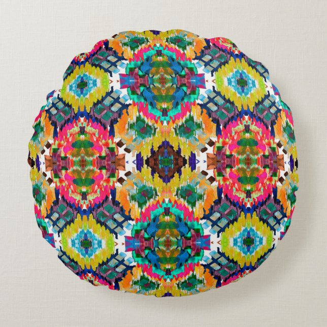 Ethnic seamless pattern. Ethnic boho ornament. Rep Round Cushion (Front)
