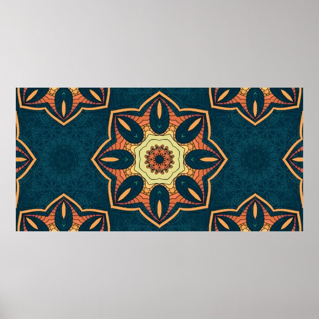 Ethnic seamless pattern with mandala. illustration poster (Front)