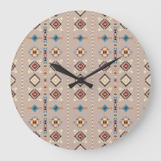 Ethnic: seamless tribal pattern large clock (Front)