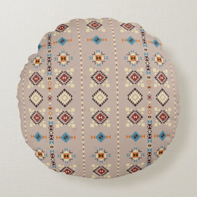Ethnic: seamless tribal pattern round cushion (Front)