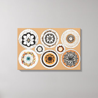 Ethnic Shapes Modern Colourful Wrapped Art Canvas Print