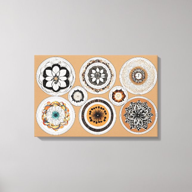 Ethnic Shapes Modern Colourful Wrapped Art Canvas  Print (Front)