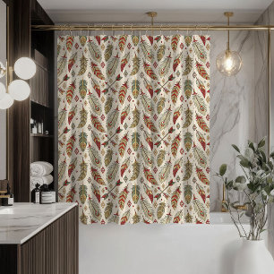 Ethnic Shower Curtain Arrows and Feather Motif