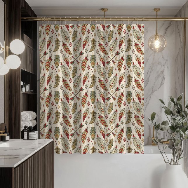 Ethnic Shower Curtain Arrows and Feather Motif (Ethnic Shower Curtain Arrows and Feather Motif)
