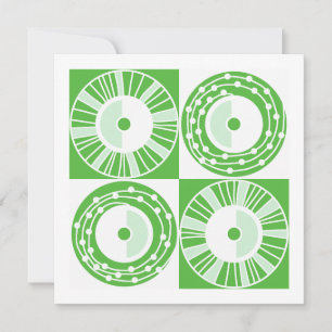 Ethnic Solar Mid Century Modern Green White Blank  Card