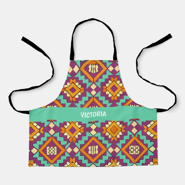 Ethnic Soul Retro Custom Pattern Apron (Front)