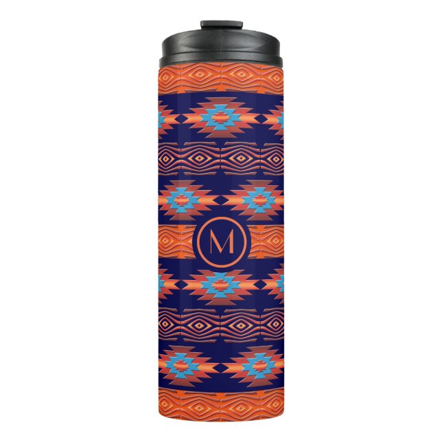 Ethnic southwest geometric pattern. thermal tumbler (Front)