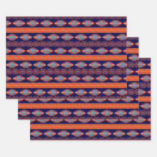 Ethnic Southwestern  Geometric Pattern Wrapping Paper Sheet