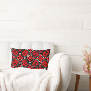 Ethnic Space Orbit Kaleidoscope J Red Lumbar Cushion