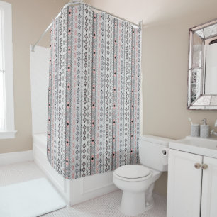ethnic striped grey pink Mexican Oriental stylish Shower Curtain