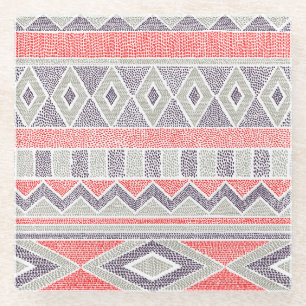 Ethnic Striped Tribal: Handmade Vintage Glass Coaster
