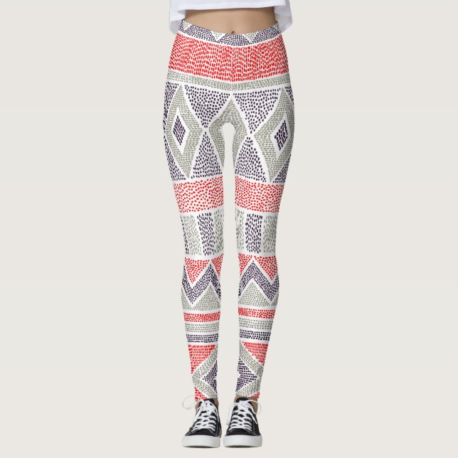 Ethnic Striped Tribal: Handmade Vintage Leggings (Front)