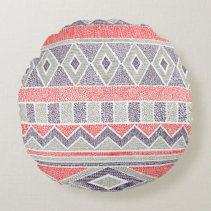 Ethnic Striped Tribal: Handmade Vintage Round Cushion