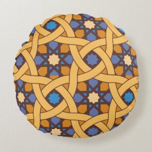 Ethnic Style Abstract Mosaic Pattern Round Cushion