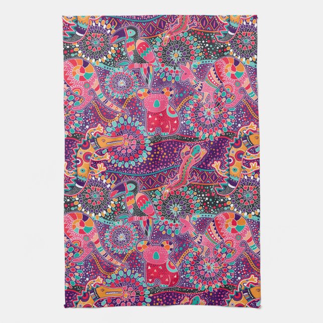 Ethnic Style Animal Pattern Tea Towel (Vertical)
