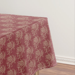 Ethnic Style Floral Mini-print Beige on Maroon Tablecloth
