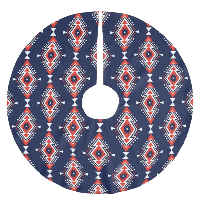 Ethnic style, geometric seamless pattern. brushed polyester tree skirt (Front)