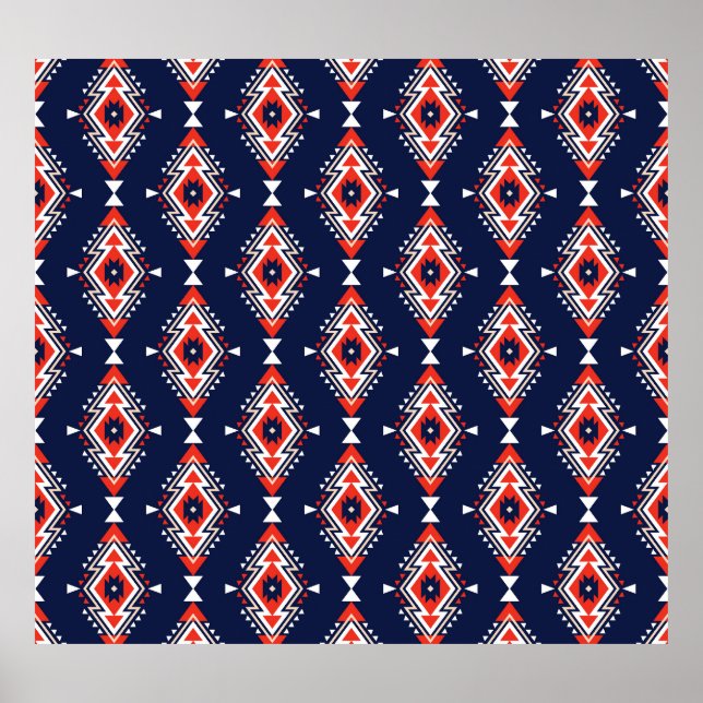 Ethnic style, geometric seamless pattern. poster (Front)