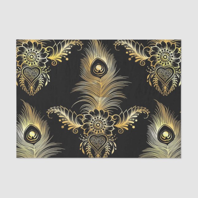 ethnic style peacock feather seamless pattern tissue paper (Front)