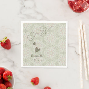 Ethnic Style Sage Green Monogram Paper Napkin