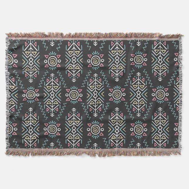 Ethnic Style Tribal Vintage Seamless Throw Blanket (Front)