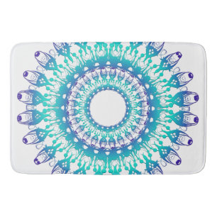 ethnic teal mandala bath mat