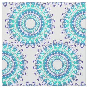 ethnic teal mandala. fabric