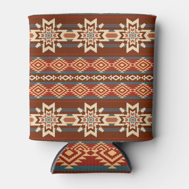 Ethnic Textile Stars: Abstract Pattern. Can Cooler (Front)