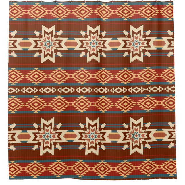 Ethnic Textile Stars: Abstract Pattern. Shower Curtain (Front)