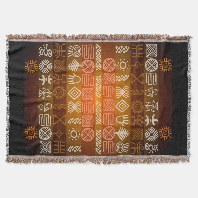 Ethnic Tribal African Graphic Throw Blanket (Front)