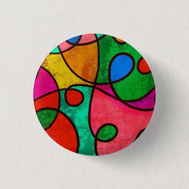 Ethnic Tribal African Multicolored Abstract Button (Front)