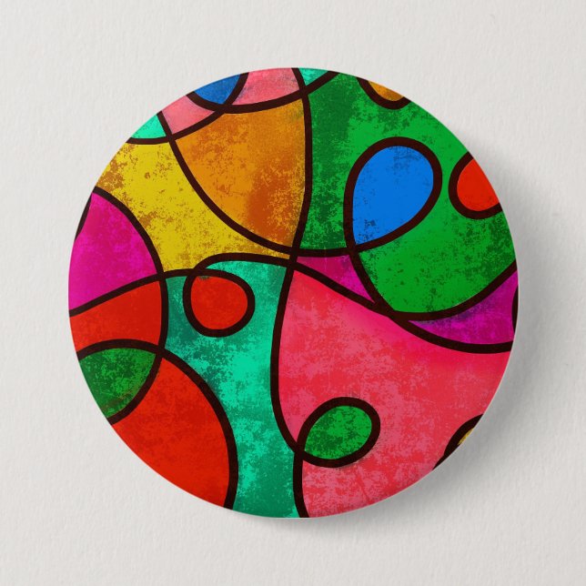 Ethnic Tribal African Multicolored Art Button (Front)
