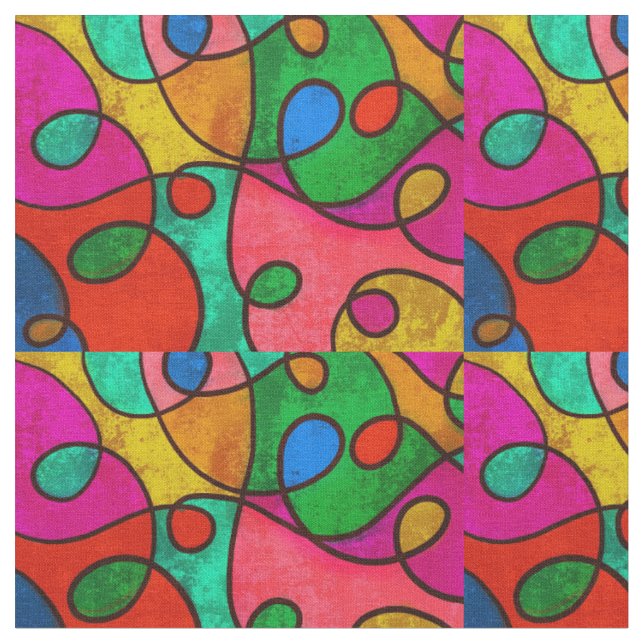 Ethnic Tribal African Multicolored Art Fabric (Close Up)