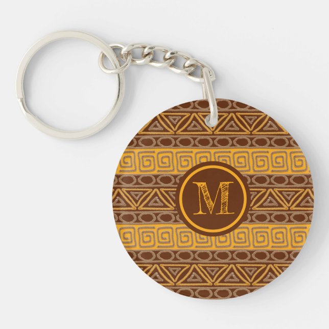 ethnic tribal african pattern  key ring (Front)