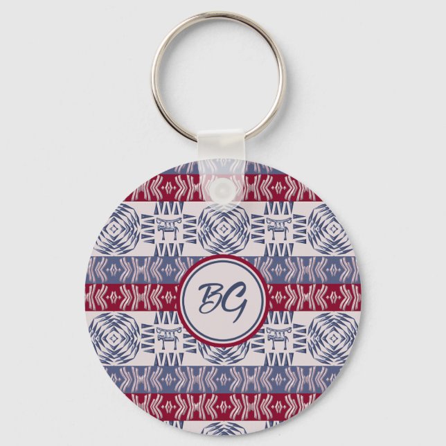 Ethnic tribal african  pattern. keychain (Front)