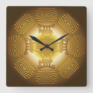 Ethnic tribal african pattern square wall clock