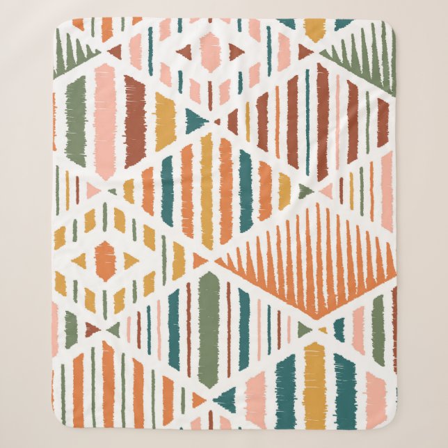 Ethnic Tribal Argyle Seamless Pattern Sherpa Blanket (Front)