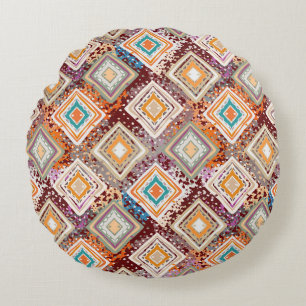Ethnic tribal art, abstract geometry. round cushion