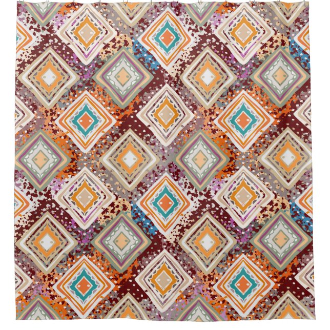 Ethnic tribal art, abstract geometry. shower curtain (Front)