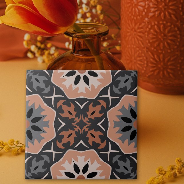 Ethnic Tribal Boho Light Grey And Coffee Tones  Tile (Creator Uploaded)