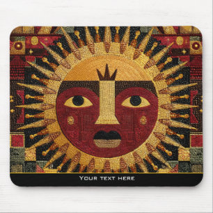Ethnic Tribal Celestial Mandala Sun Face Mosaic Mouse Pad