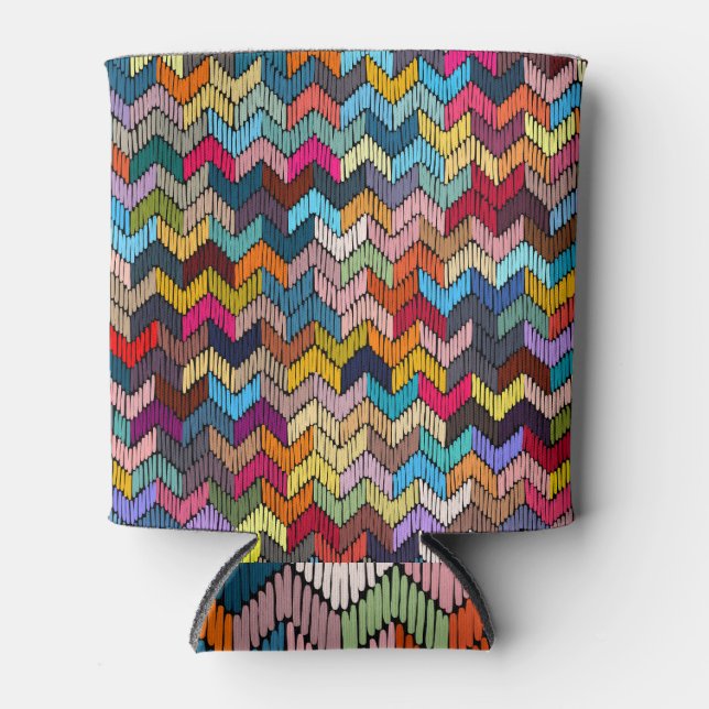 Ethnic Tribal Embroidered Geometric Can Cooler (Front)