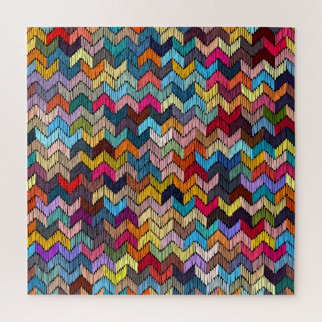 Ethnic Tribal Embroidered Geometric Jigsaw Puzzle (Vertical)
