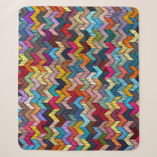 Ethnic Tribal Embroidered Geometric Sherpa Blanket